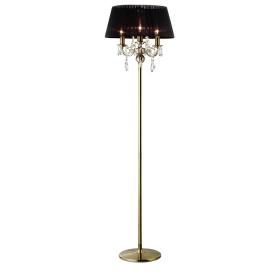 Olivia Antique Brass-Black Crystal Floor Lamps Diyas Contemporary Crystal Floor Lamps